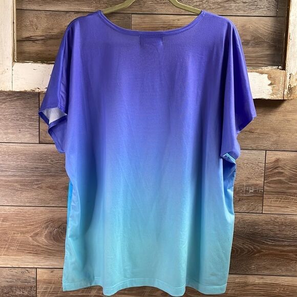 C.D. Daniels Womens Size 1X Short Sleeve Top, Size 1X, Palm Trees, Rhinestones - Picture 6 of 6